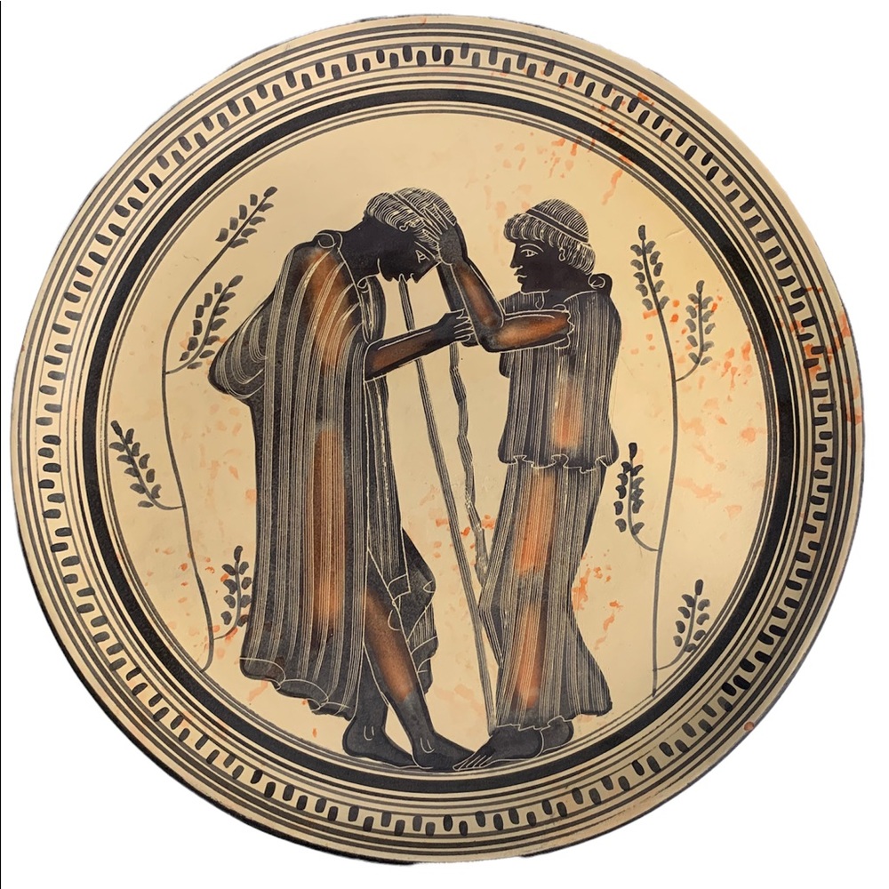 Hand made clay Ancient Greece plate brygos painter wüzzburg wagner Musuem copy.